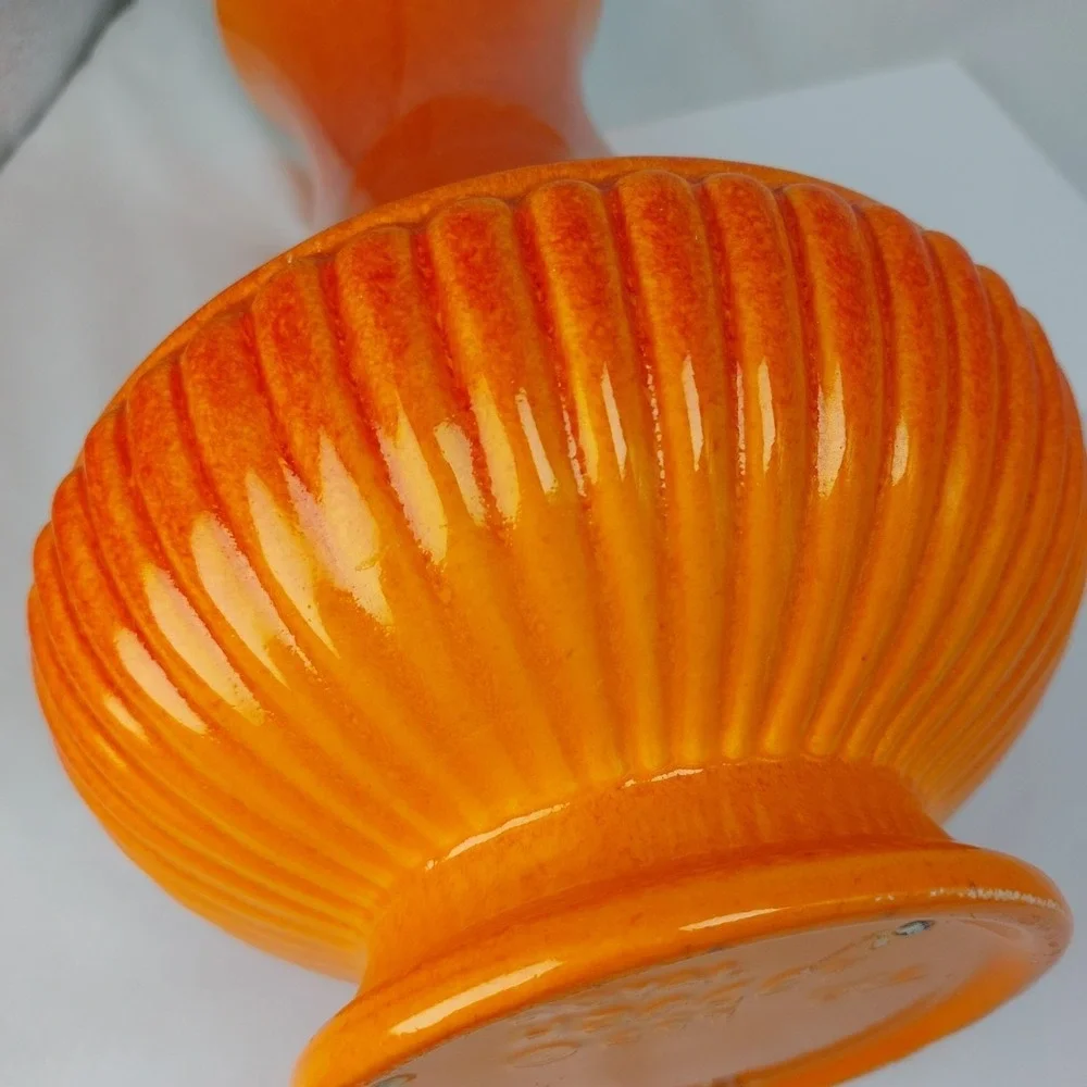 Royal Haeger‎ Mid Century Vase Orange Ombre Etruscan Ceramic Artichoke 13